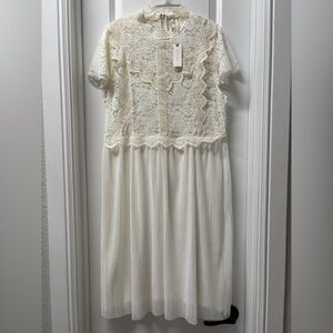 Anthropologie NWT Feather Bone Ivory Lace Dress- Size 16